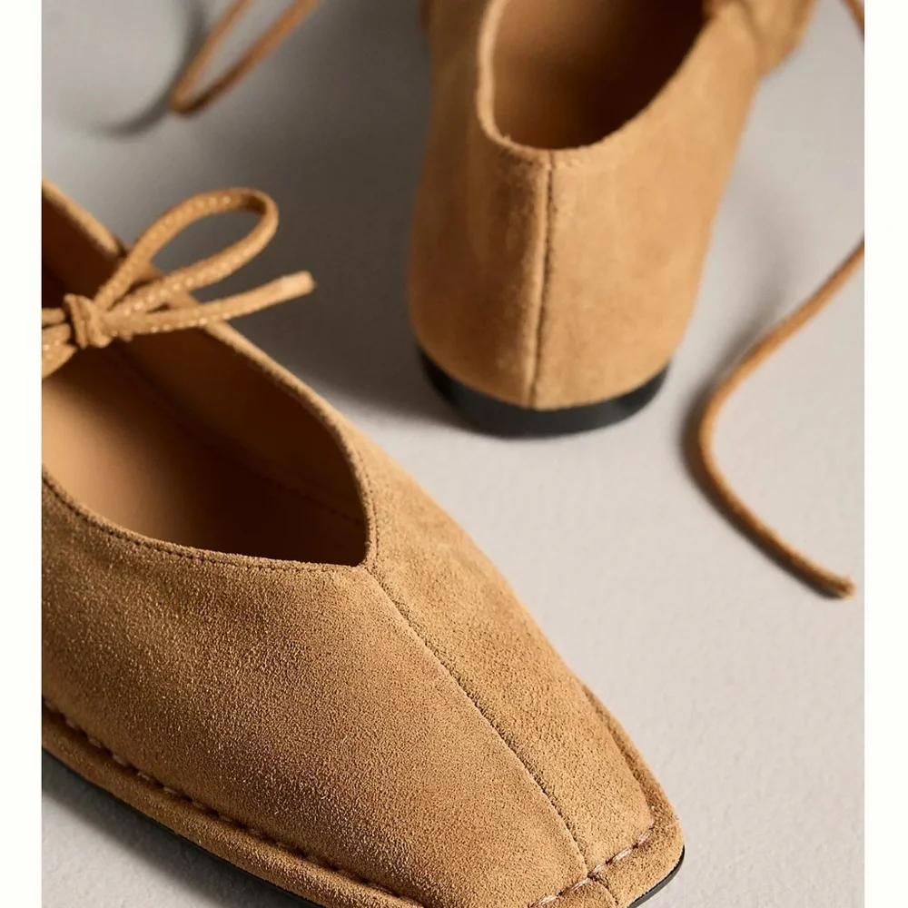 ALOHAS Camel Suede Flats - Picture 3 of 9